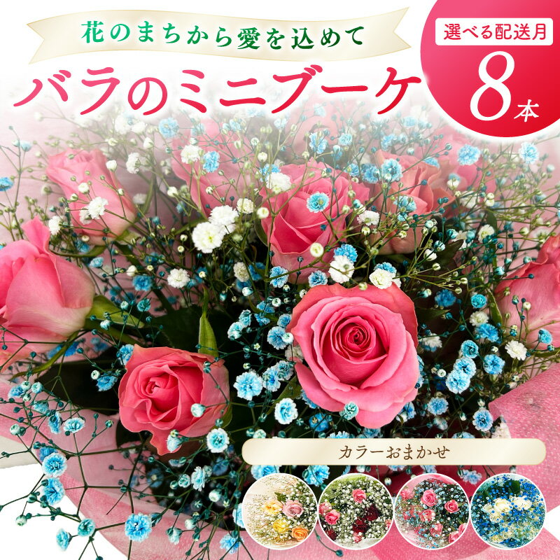 【ふるさと納税】選べる配送月 1月 2月発送 花のまちから愛を込めて バラのミニブーケ バラ8本 お任せ