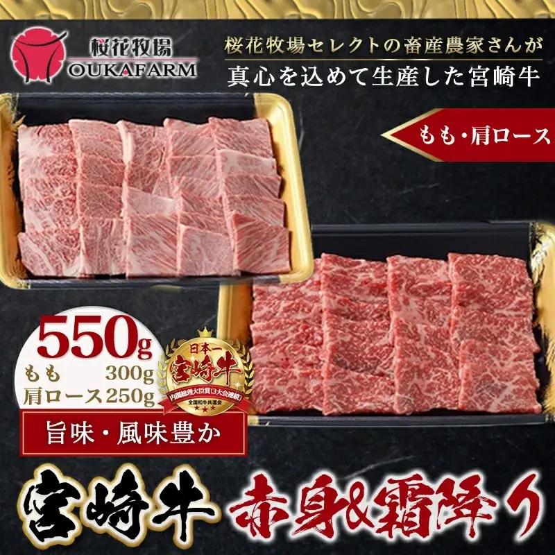 宮崎牛赤身＆霜降り【とろ旨カルビセット】550g〔17-6506〕_(都城市) 牛肉 牛もも焼肉用(300g×1パック) 牛肩ロース焼肉用(250g×1パック) 合計550グラム 赤身肉 霜降り肉 ギ