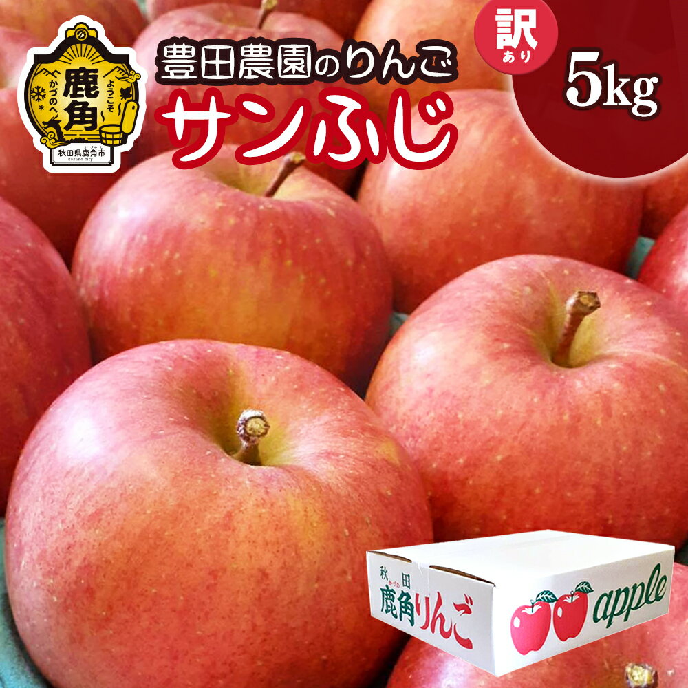【ふるさと納税】 りんご 訳あり 家庭用 サンふじ 5kg ( 14～20玉入 ) 食感 蜜入り 果汁 リンゴ 林檎 完熟 旬 県産りんご お中元 お歳暮 贈り物 グルメ ギフト 故郷 秋田 あきた 鹿角市 鹿角 送料無料 【豊田農園】●2024年11月下旬発送開始
