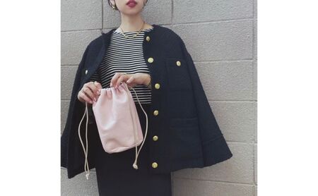 墨田区産ピッグレザー2Way巾着バッグ ピンク