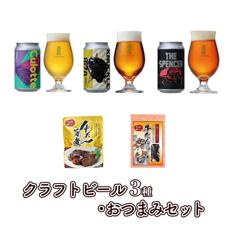 【ふるさと納税】クラフトビール 3種 ＆ おつまみ 2種 飲み比べ セット 利久 ビール 地ビール 牛タン 個包装 贈答 贈答用 贈答品 ギフト プレゼント 化粧箱 お酒 酒 アルコール 惣菜 おかず つまみ 利久牛タン ジャーキー 冷蔵 冷蔵配送 宮城 宮城県 岩沼市