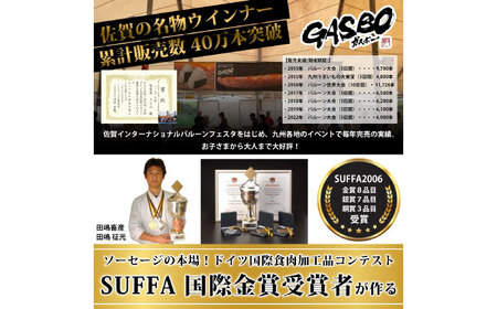 【長さ20-30cm超ロング！超粗挽きウインナー】GASBO(ガスボー)計20本(100g×2本入り×10P) / 佐賀県 / 山代ガス株式会社 旬菜舎さと山[41AABM036]