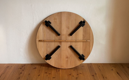 アルダー材とアイアン脚の丸型ローテーブル90cm |豊後高田市 家具