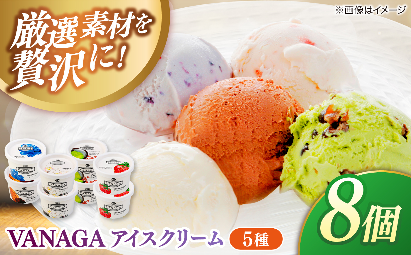 ご褒美アイスにぴったり！VANAGA 5種類のアイスクリーム8個入り 島根県雲南市/木次乳業有限会社 [AIBH050]