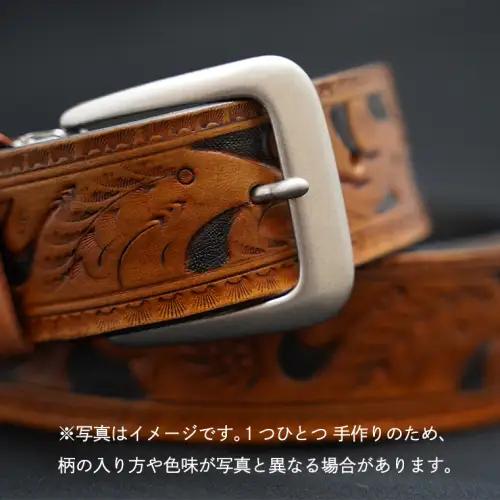 牛革ベルト（アンティーク・茶染め）【太さ40mm / 厚さ3.7mm / L(130cm)】　牛革 父の日 手作り ベルト 革製品 [BE001ya-L]