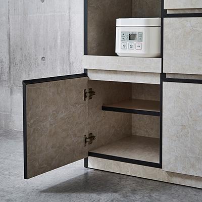 ふるさと納税 大川市 キッチンカウンター レンジ台 レンジボード アンサンブル 幅119.7 【カラー:ストーンブラック】 |  | 03