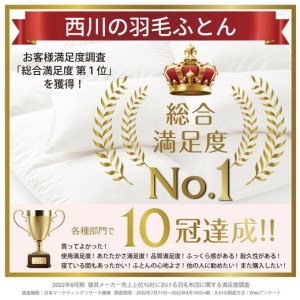 【西川】羽毛ふとん/ポーリッシュホワイトグースダウン90％/シングル/配色ブルー【P265T】