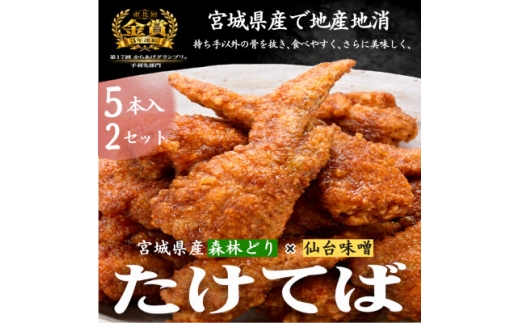特製肉厚手羽先唐揚げ＜たけてば＞瞬間急速冷凍仕上げ　5本入り×2セット【1748535】