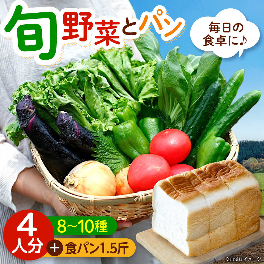 【ふるさと納税】愛菜連のおまかせ野菜パック（4人用）と愛菜連ブレッド（食パン1.5斤）のセット 野菜詰合せ 旬 旬の野菜 野菜セット 産地直送 ミネラル ビタミン 食パン おすすめ 人気 送料無料 新鮮 旬の野菜 詰め合わせ 宅配 広島県福山市/マルフク株式会社[BAFW003]