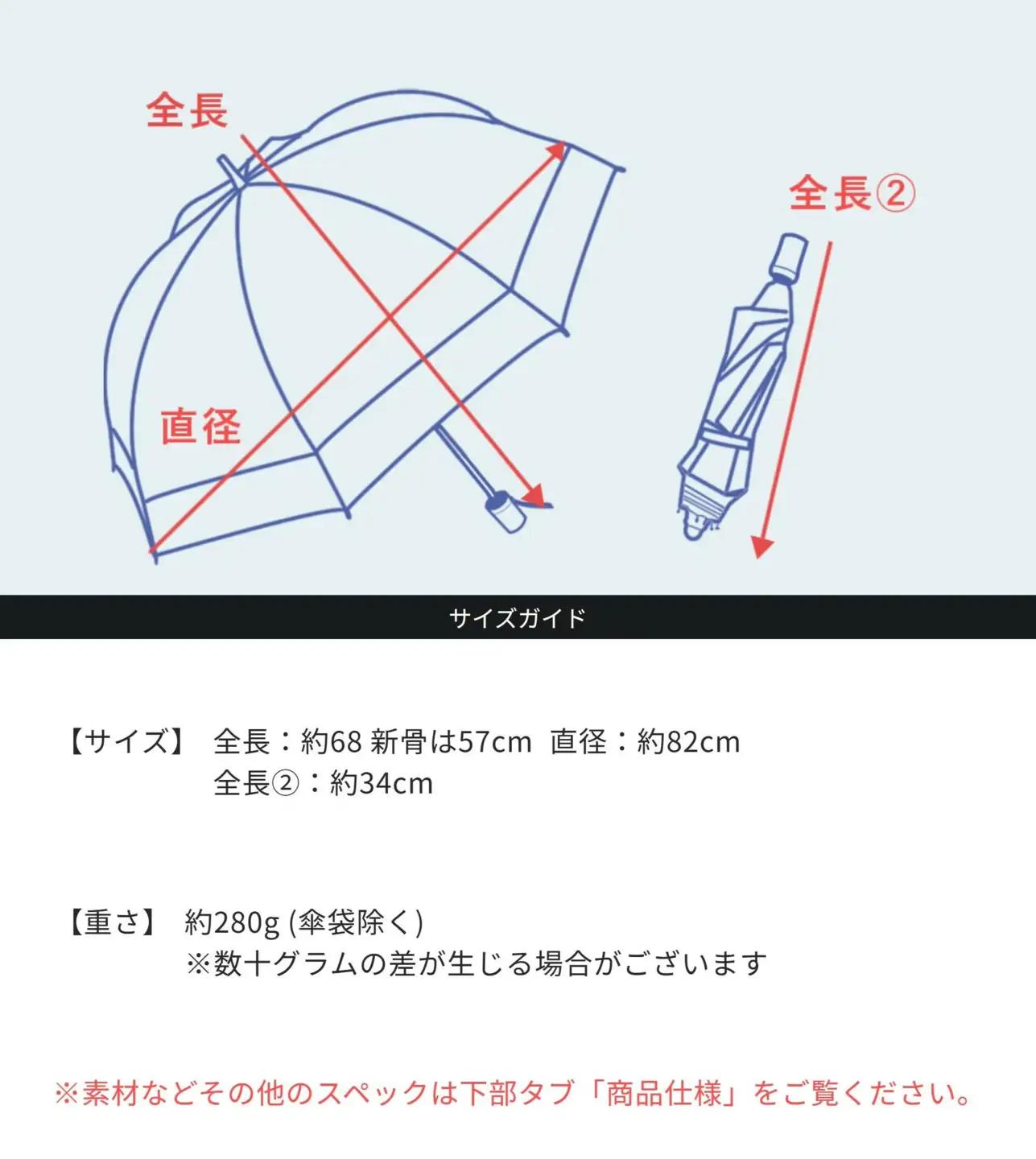 ロサブラン【日傘】2段折り プレーン 【50cm】【ネイビー(レッド)】