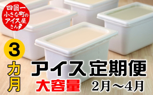 【四国一小さなまちのアイス屋さん】 ≪2025年2月発送開始≫ ★松崎冷菓★ 大容量アイス　３ヵ月定期便 （2月～4月）