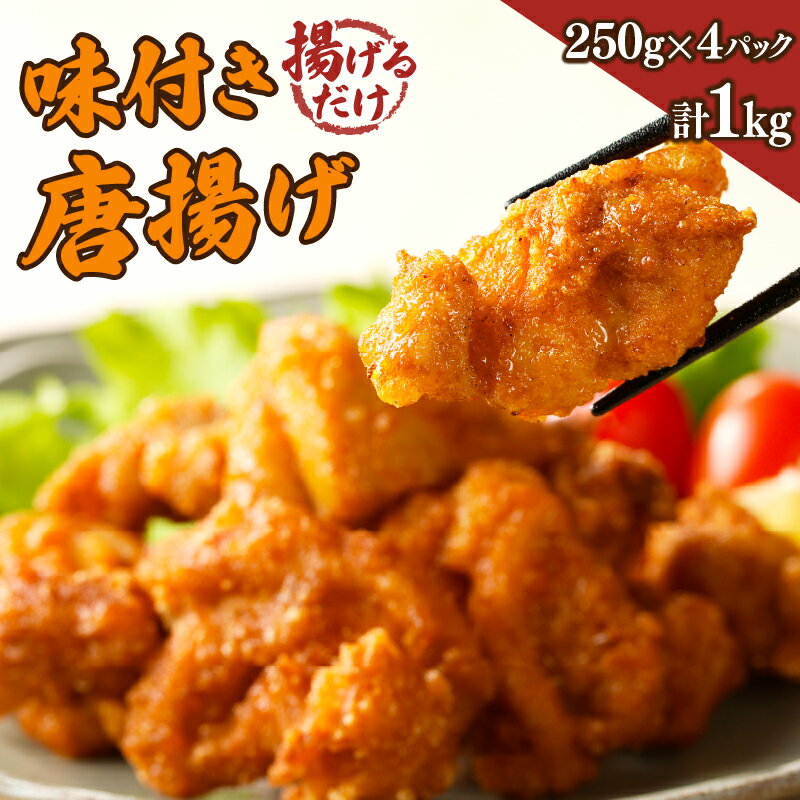 【ふるさと納税】揚げるだけ！！ 味付き 唐揚げ 計1kg 肉 鶏肉 チキン 簡単調理 おかず おつまみ 晩ご飯 お弁当 焼く おすすめ おもてなし お取り寄せ グルメ おうち時間 パーティー お祝 流水解凍 パウチ 冷凍 国産 宮崎県 都農町 送料無料