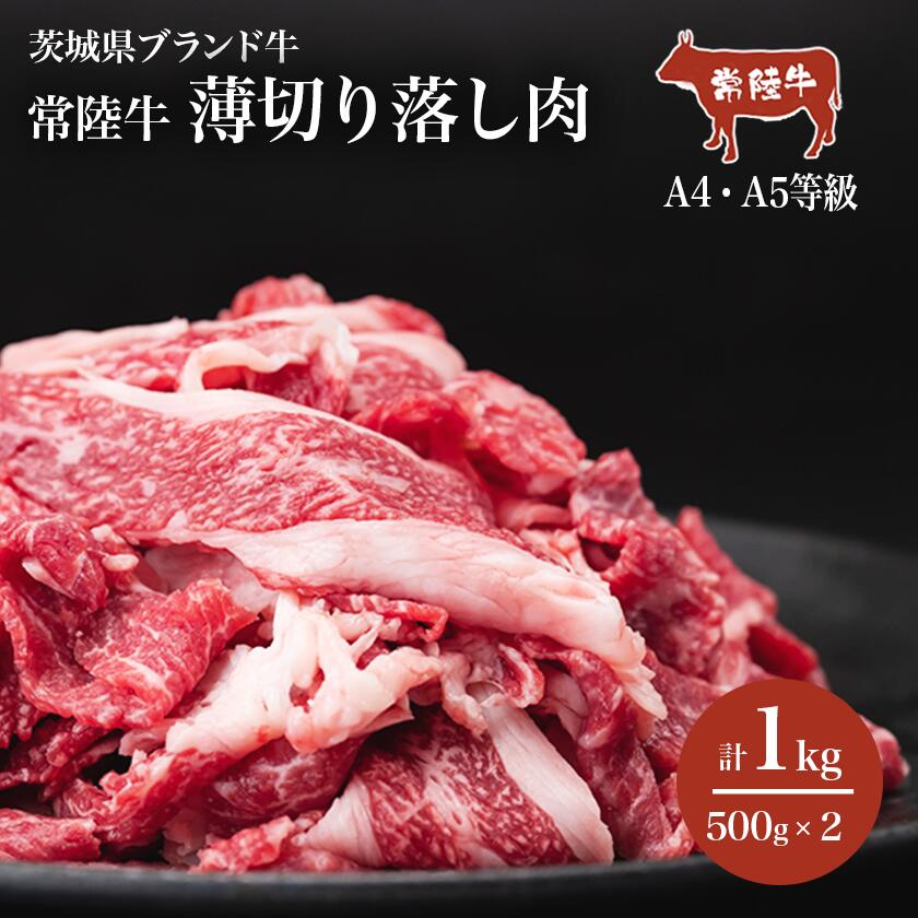 【ふるさと納税】常陸牛A4・A5規格 薄切り落し肉 1kg（500g×2）| 茨城県 つくば市 牛肉 常陸牛 肉 ブランド肉 和牛 切り落とし 薄切り すきしゃぶ しゃぶしゃぶ 牛丼 煮物 茨城県産 国産 地産地消 料理 冷凍 人気 おすすめ