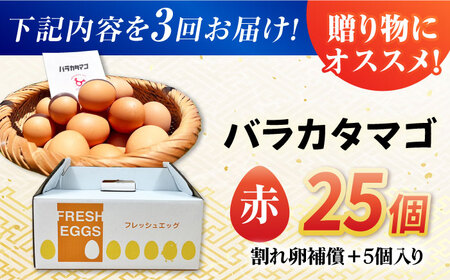 【3回定期便】【箱入り】バラカタマゴ 25個入 M-Lサイズ 卵 玉子 たまご 国産 五島市 / 五島列島大石養鶏場[PFQ057]  玉子 タマゴ 鶏卵 希少 五島列島