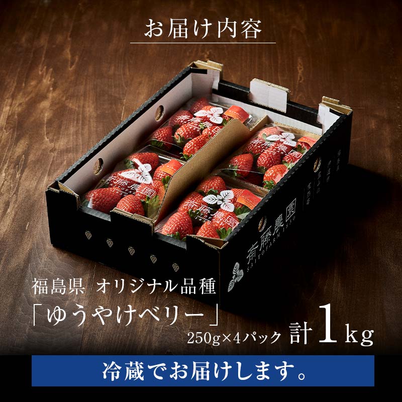 ＜限定＞新品種のいちご 福島県 オリジナル品種「ゆうやけベリー」約1kg（250g×4パック）イチゴ 苺 フルーツ 果物 伊達市  いちご イチゴ デザート くだもの 果実 食品 F20C-678