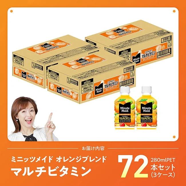ミニッツメイド 「オレンジブレンド マルチビタミン」280mlPET 72本（24本×3箱） 【 ふるさと納税 飲料 オレンジ ジュース ミックス ブレンド PET 川南町 国内産 九州 宮崎県 送料