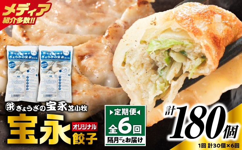 【定期便・全6回 隔月】手包み餃子 ぎょうざの宝永 宝永餃子30個セット（宝永餃子15個入×2袋）　T004-T01-02-03
