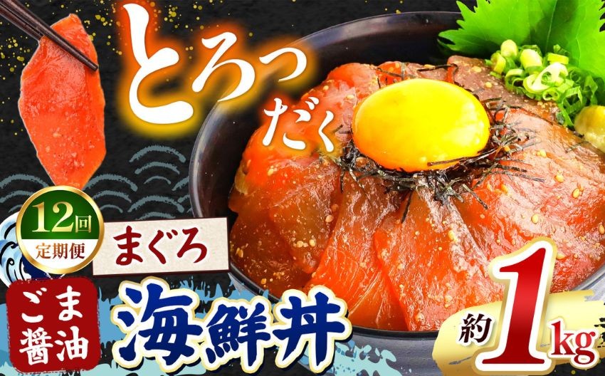 
            【 定期便12回 】"とろだく” ごま醤油 海鮮丼 まぐろ  約 1kg | 熊本県 和水町 くまもと なごみ 魚 海鮮 肥後 海鮮丼 スライス 冷凍 漬け さかな 漬け丼 小分け 数量限定 人気 熊本県 熊本
          