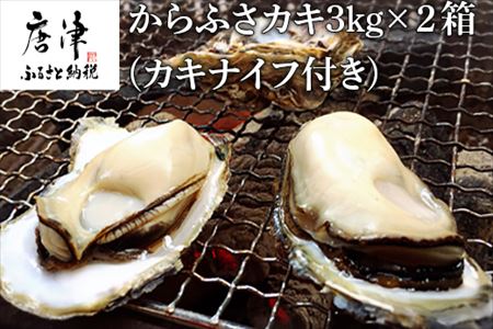 『予約受付』【令和8年3月上旬発送】佐賀県唐津市唐房産 からふさカキ3kg×2箱 (カキナイフ付き) レシピ 牡蠣 貝 BBQ アウトドア