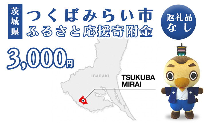 
【 返礼品なし 】 茨城県 つくばみらい市 ふるさと応援寄附金 （ 3,000円 )
