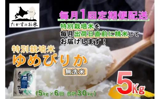 【 6回定期便 】 【 令和8年産 】 ゆめぴりか （ 無洗米 ） 約5kg （ 約5kg × 1袋 ） 米 ブランド米 ごはん 鷹栖町産 国産 定期便 定期配送 【 2026年10月上旬発送開始予定 】 