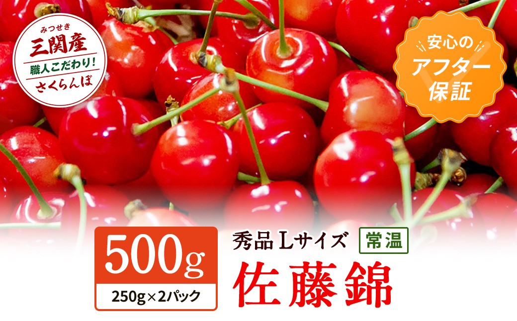 令和9年産 先行予約 秋田県三関（みつせき）産  佐藤錦 500g 秀品 L 常温【三関果樹研究会】[B5-151012]