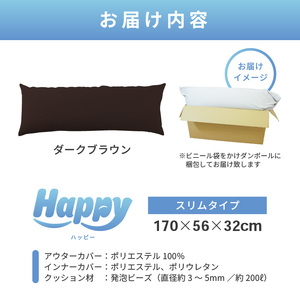 【ダークブラウン】ワンルームにも◎軽量＆万能ビーズクッション｜ハッピースリム / 椅子 インテリア 雑貨 クッション しっかり生地 少し固め カラバリ リラックス 手作り 国産 [aw055-c004