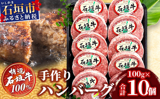 
石垣牛 ハンバーグ セット (100g×10個)【国産 石垣牛100% 沖縄 石垣島産 高級 黒毛和牛 ビーフ ハンバーグセット 】A-6-1
