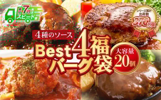 
            【シリーズ累計370万個突破！！】Best4バーグ ハンバーグ 150g×20個セット（合挽4種 各5個）ハンバーグ 牛肉 豚肉 洋食 ハンバーグ はんばーぐ 大容量 冷凍 人気 ハンバーグ 4種類 手軽 冷凍 3kg おすすめ おかず 肉 ハンバーグ お得 スピード発送
          