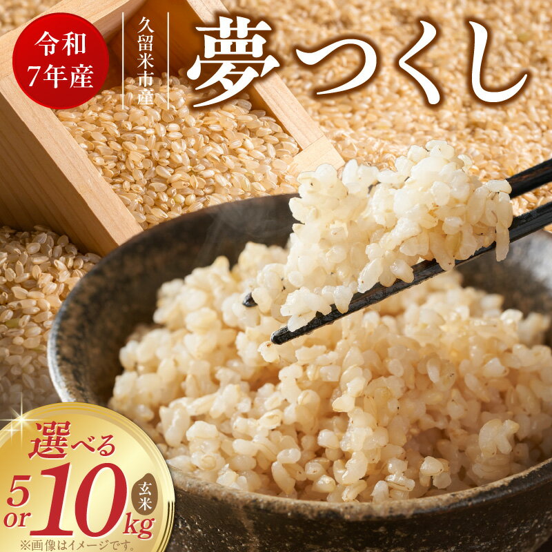 【ふるさと納税】【令和7年産 新米】夢つくし 玄米 選べる 内容量 5kg 10kg 福岡県産 ブランド米 鮮度抜群 新鮮 福岡生まれ 品種 艷やか 光沢 ふっくら やわらか 食感 ご飯 おにぎり 弁当 お米 食品 お取り寄せ 九州 久留米産 福岡県 久留米市 送料無料