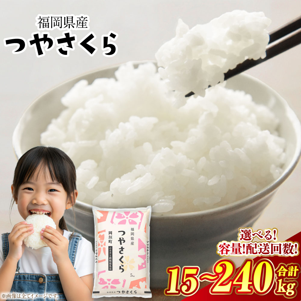 【ふるさと納税】＜選べる内容量・定期便＞福岡県産 つやさくら 1回あたり5kg×1袋 / 計10kg（5kg×2袋） / 計20kg（5kg×4袋） 1ヶ月毎 3回 6回 12回 お米 米 こめ ブレンド米 複数原料米 10割 白米 精米 ごはん ご飯 国産 福岡県 岡垣町 送料無料