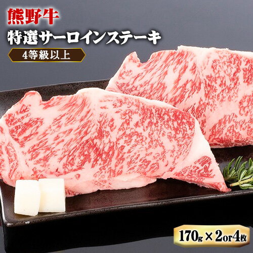 【ふるさと納税】「熊野牛」特選サーロインステーキ170g×4枚 or 2枚 4等級以上 株式会社松源《30日以内に出荷予定(土日祝除く)》和歌山県 日高町
