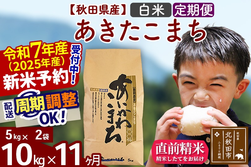 ※令和7年産 新米予約※《定期便11ヶ月》秋田県産 あきたこまち 10kg【白米】(5kg小分け袋) 2025年産 お届け周期調整可能 隔月に調整OK お米 藤岡農産|foap-10611