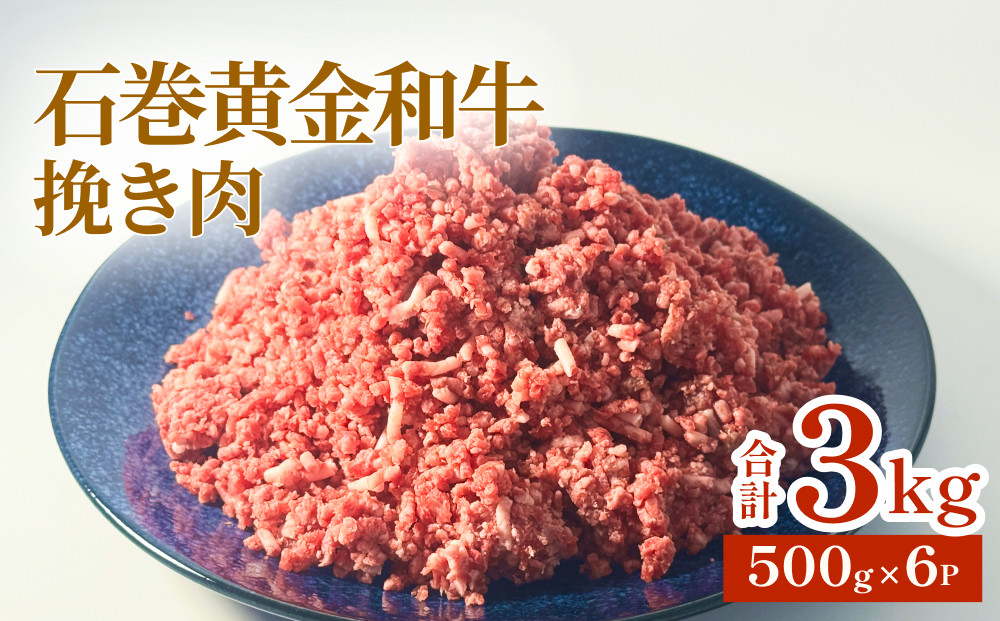 
牛肉 石巻 黄金 和牛 挽き肉 500g×6P 赤身 国産 美味しい 使いやすい 小分け 肉 肉 お肉 ひき肉 挽肉 おかず 冷凍
