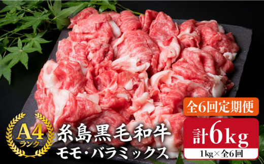 
【 全6回 定期便 】 A4 ランク 糸島 黒毛 和牛 切り落とし 1kg × 6回《糸島》【糸島ミートデリ工房】 [ACA146]
