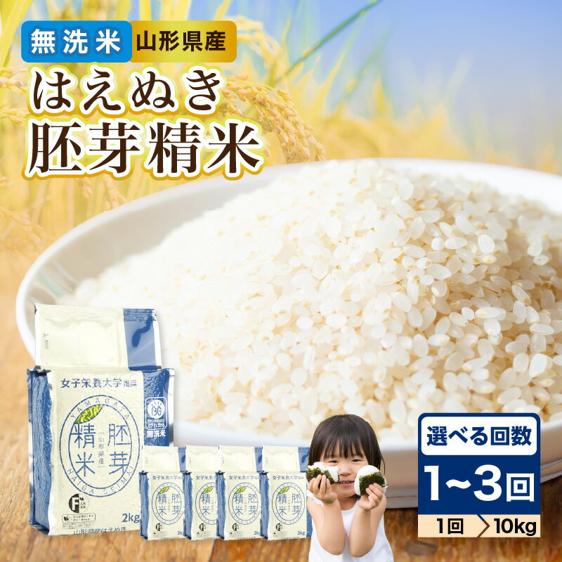 【ふるさと納税】 山形県産 無洗米 令和7年産 はえぬき 胚芽精米 10kg(2kg×5袋) 選べる配送回数（1～3回）【山形県産 BG精米製法】 BG精米製法 米 ブランド米 お米 精米