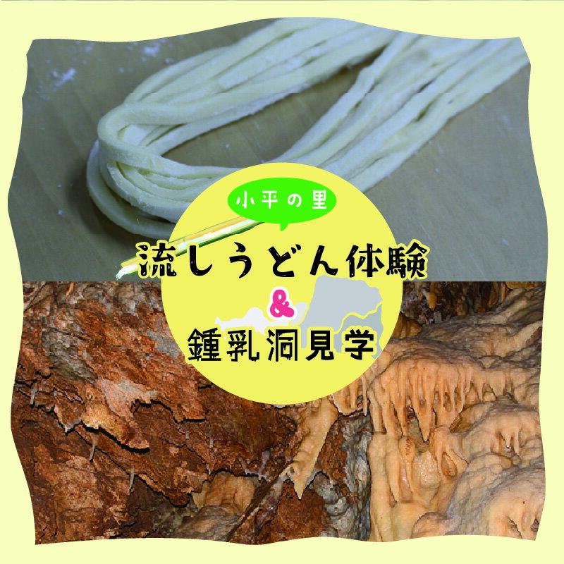 【ふるさと納税】【56】小平の里　流しうどん体験＆鍾乳洞見学　2名様