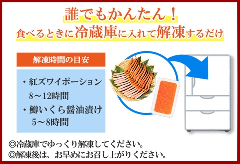 2045. 紅ズワイガニ ポーション 500g 鱒いくら醤油漬け 200g セット 紅ズワイ 蟹 紅ずわいがに カニ  鱒 イクラ いくら 海鮮 丼 北海道 弟子屈町