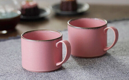【波佐見焼】マグカップ 筒型 渕錆ピンクマット ペア【長十郎窯】[AE122]