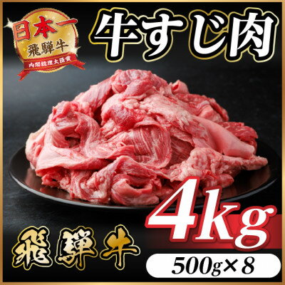 【ふるさと納税】飛騨牛 牛すじ肉 約4kg(約500g×8) 訳あり【冷蔵便】A4～A5等級【配送不可地域：離島】【1634586】