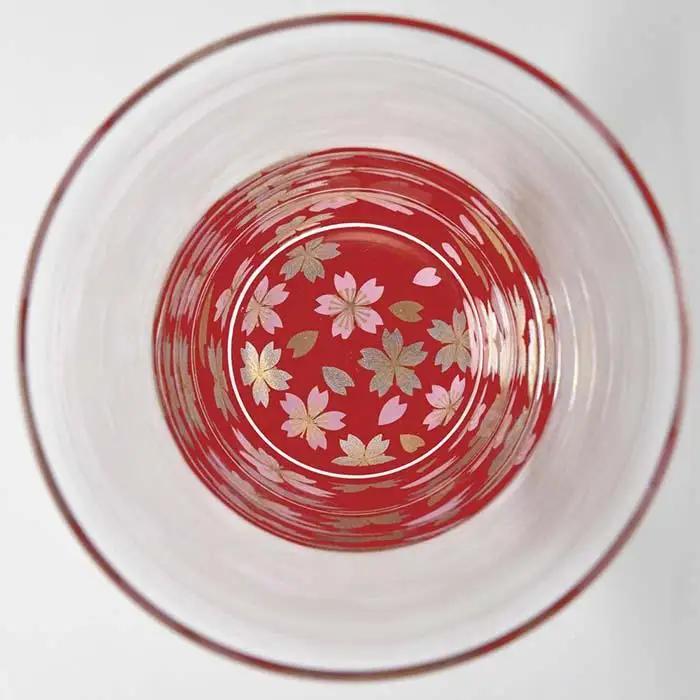 ぬりもん de Verre フリーグラス 蒔絵 桜 赤