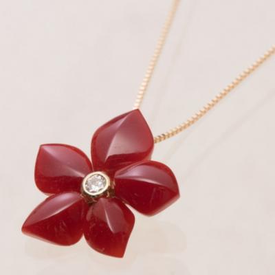 ふるさと納税 室戸市 【高品質】赤サンゴの花型ペンダント |  | 03