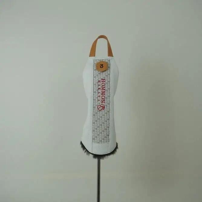 【カラー選択可】博多革工房HOMMONが作ったゴルフウッド用ヘッドカバー【博多織・牛革】 ホワイト＃X