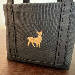 《Milih×NARA》オールブラックの"鹿"刺繍 マイクロミニトート【cbm03】