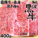 【ふるさと納税】定期便4回 阿波黒牛 霜降り 赤身（焼き肉用）400g 国産牛 ブランド牛 交雑種