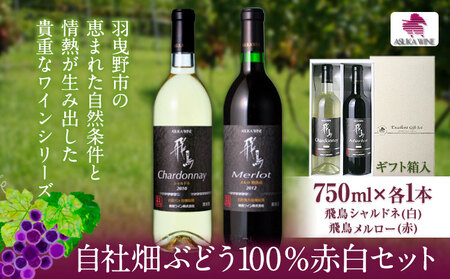 自社畑ぶどう100%赤白セット 750ml×2本 シャルドネ メルロー (株)飛鳥ワイン《30日以内に出荷予定(土日祝除く)》大阪府 羽曳野市 飛鳥ワイン 秀逸畑シリーズ アルコール ワイン 白ワイン