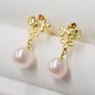 ふるさと納税 天草市 5.5mm-6mmあこや真珠シトリンロードライトピアス半貴石 真珠 【K18YG】_S085-304 |  | 01