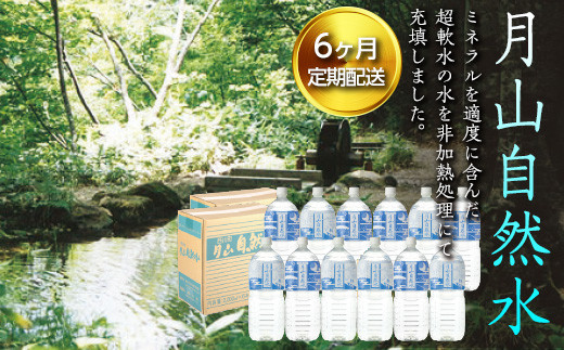 
FYN9-728 【定期便】月山自然水2000ml×6本×2箱×6ヶ月コース 天然水 国産 備蓄 防災 保存 ペットボトル ナチュラル 山形県 西川町
