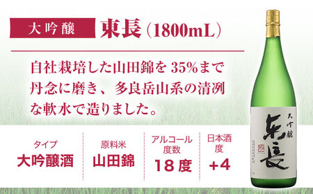 【3回定期便】大吟醸 東長 1.8L【瀬頭酒造】[NAH071]