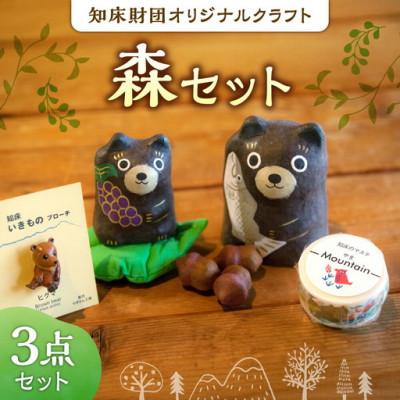 ふるさと納税 斜里町 知床財団オリジナルクラフト「森」3点セット　【ブローチ・マスキングテープ・「はりこーシカ」】